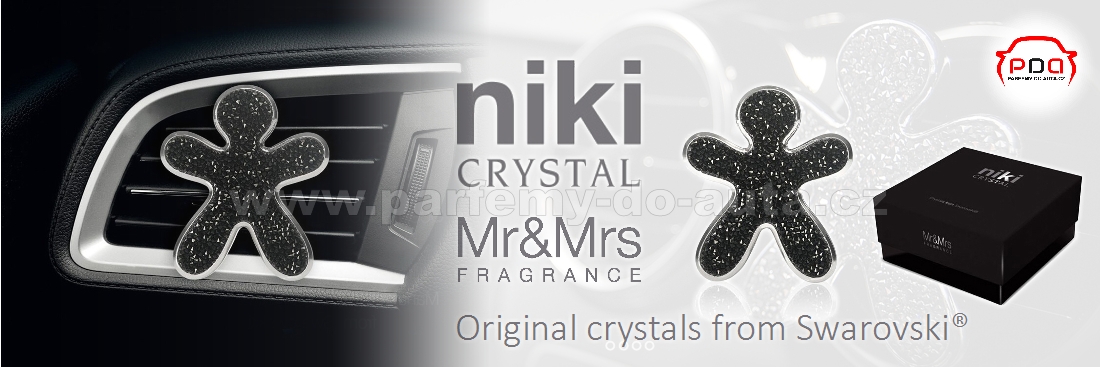 Panáček Niki Crystal Black With Silver Finishing od Mr&Mrs Fragrance vůně do auta s krystaly Swarovski